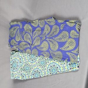 LulaRoe - Women's Leggings (2-pair) - Blue/Yellow Paisley Prints - Size S